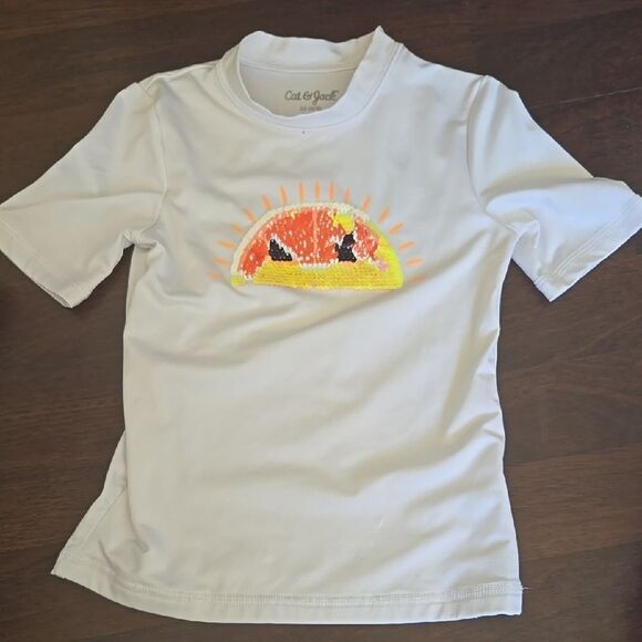 Cat & Jack White Kids T-Shirt with Orange Design - Picture 1 of 4